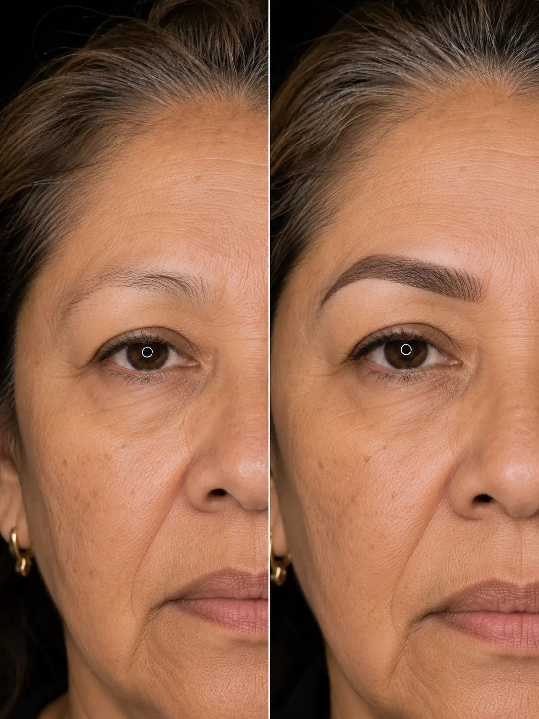Clienta real con resultado natural de cejas.